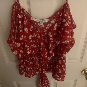 Red floral crop top